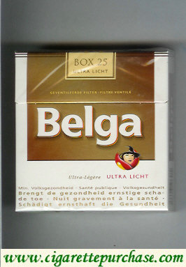 Belga cigarettes Ultra Licht white gold box 25
